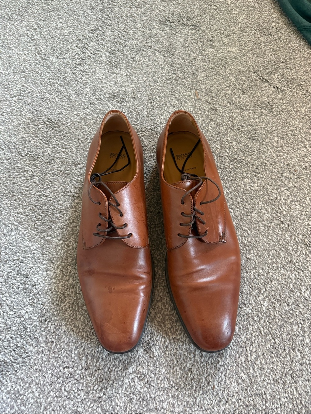 Boss Men's Cognac Leather Derby Shoes